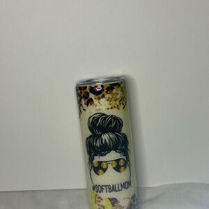 Softball Mom Tumbler with Leopard Print